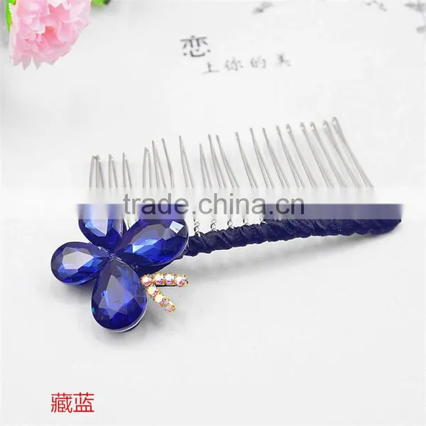 Wedding Bridal Crystal Rhinestone Flower Glass Stone Hairpin Diamante Hair Clip Comb photo-4