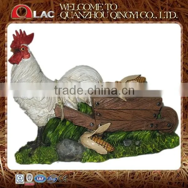 resin white rooster carry corn trolley statue garden decoration