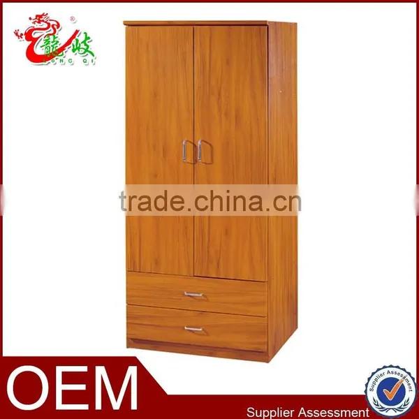 Fashion Modern Design Almirah Low Price Wardrobe 2 Doors With Drawer MDF Armoire Closet F203