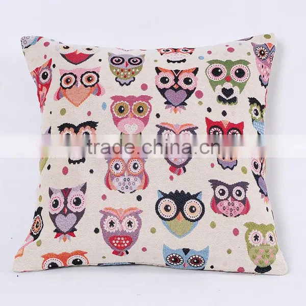 2016 Cute Owl Bird Silkscreen Polyester Fabric Square Custom Cushion Pillow photo-3