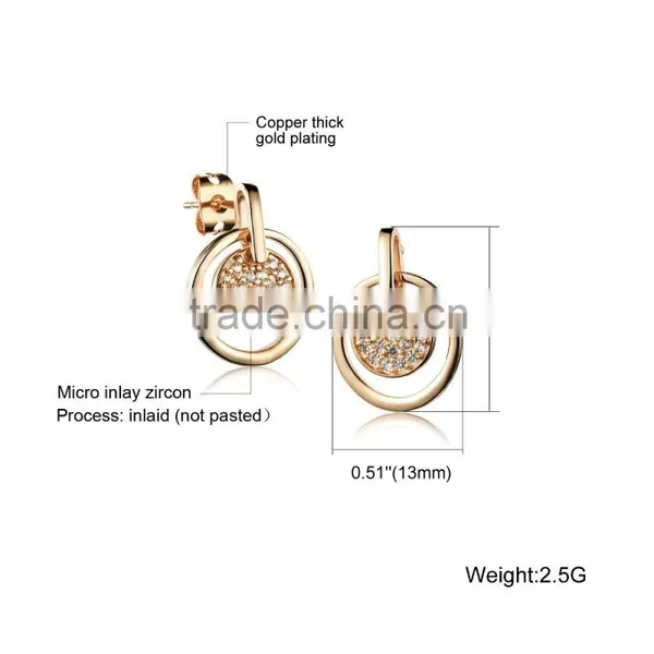 Latest Design Jewelry Round 18K Rose Gold Earrings 2015 New Design With Micro Inlay Zircon photo-6
