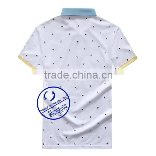 Custom Mens Allover Printed Polo Shirt With Color Collar and Cuffs photo-2