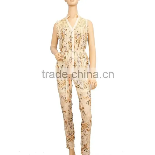 2015 Hot Sale Floral Printing Suits,woman Sleeveless Blouse and Long Pants photo-2