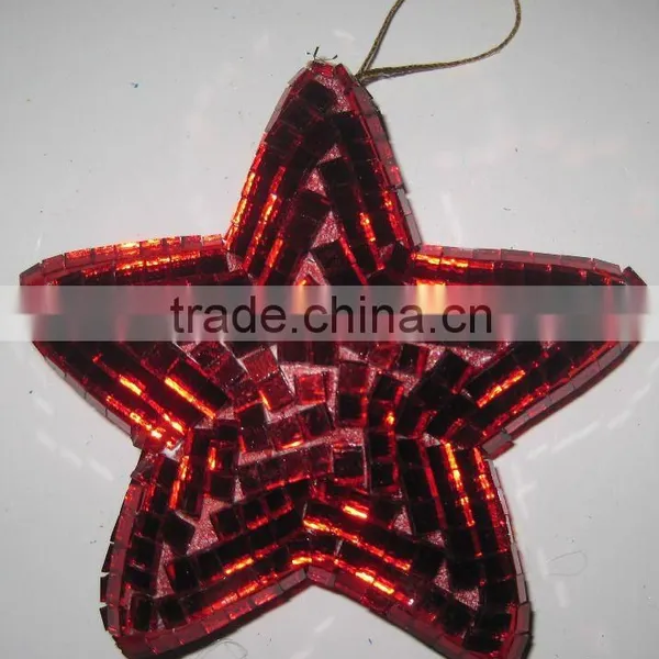 2012 new Style-Five Star shaped Christmas mirror ornament