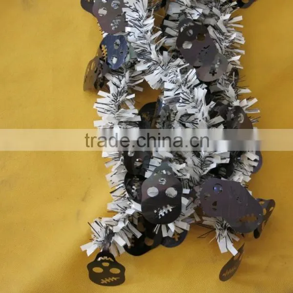 PET Wire White and Black Skull Plastic Halloween Day Garland photo-5