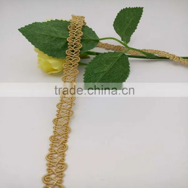 Braid Ribbon Trimming Vintage Gold Yellow Polyester Narrow Lace Trim