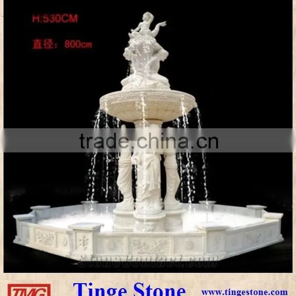 Decorative Outdoor Water Pumping Fountain Marble White Statue