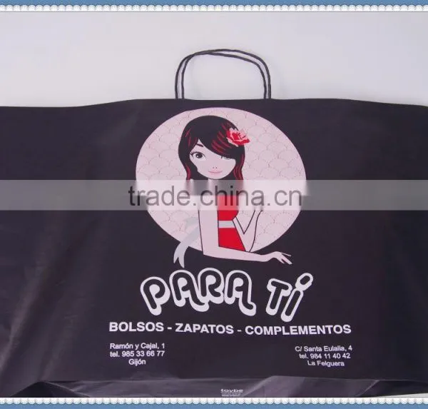 Colorful Printed Flexo Printing White Kraft Paper Bag With Black Twisted Patch Handle in Competitive Price photo-3