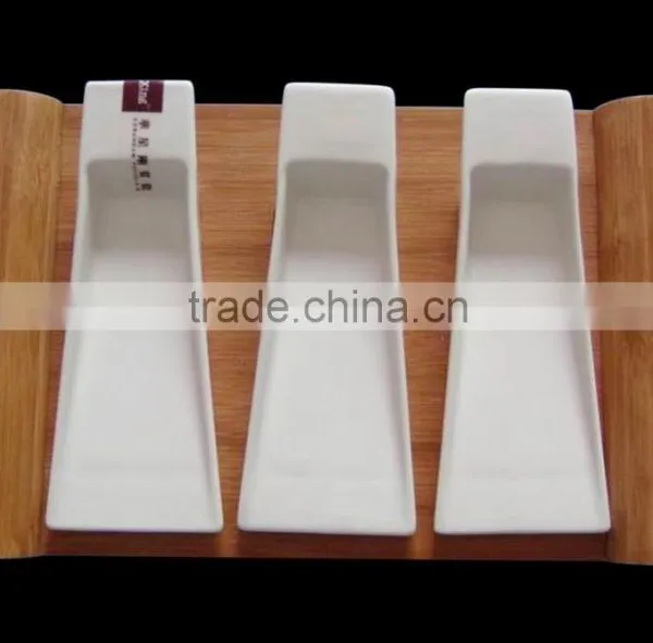 H8623 Super White Porcelain Snack Spoon,dessert Spoon and Wood Tray