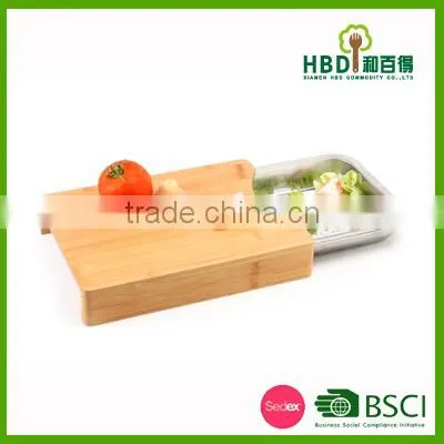 Wooden Bamboo Kitchen Cutting Board With S/s Tray photo-5