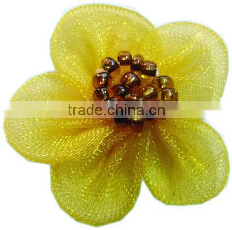 Good Qulaity Small Organza Flowers For Clothes/Little Flowers For Girls' Hair Clips photo-2