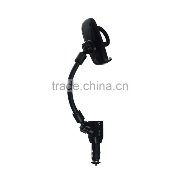 One Hand Operation Flexible Gooseneck Dual USB Ports Car Mobile Charger Stand for Mobile Phone photo-3