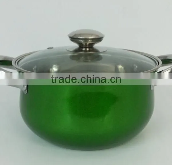 10pcs Colorful Soup Pot ss Pot With Glass Lid And Ear Handle Of Stainless Steel Cookware Set photo-3