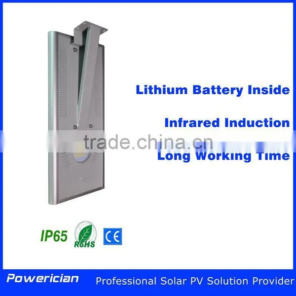 Powerician 15W Auto All In One Solar Street Light Rechargeable Lithium Battery Power Source Solar Garden Light