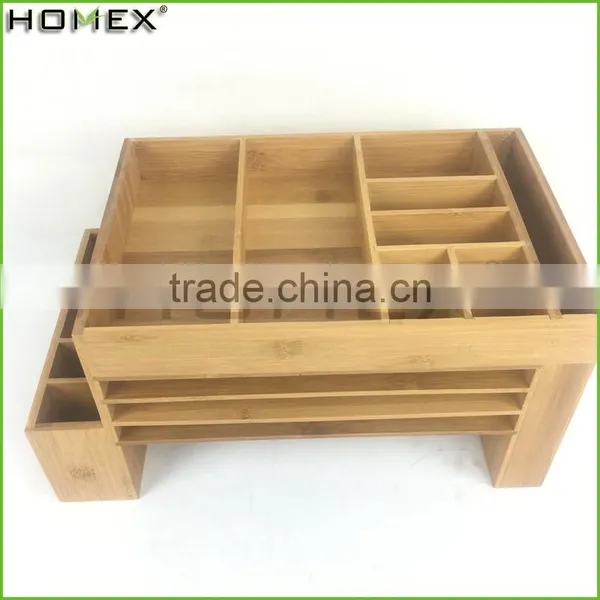 Bamboo Desktop Supplies Caddy School Stuff Storage Organizer Homex-BSCI Factory photo-4