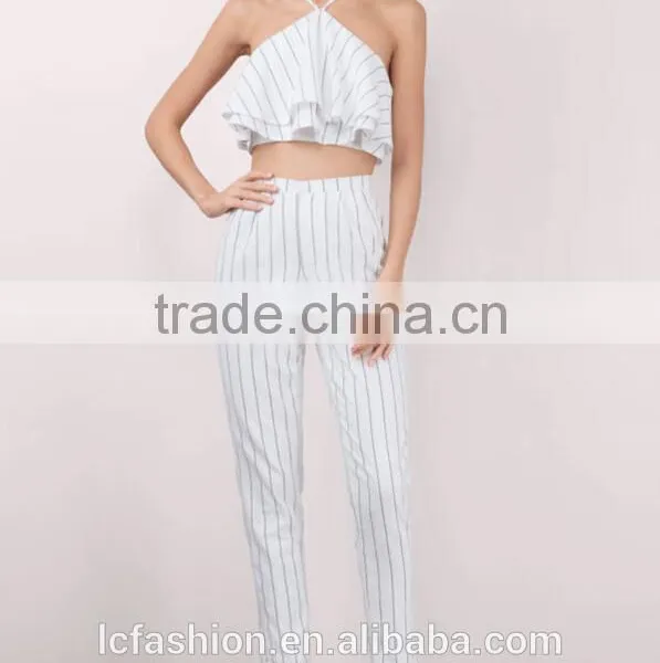 2017 Fashion Crop Top and Pant Style Women Two Piece Set photo-2