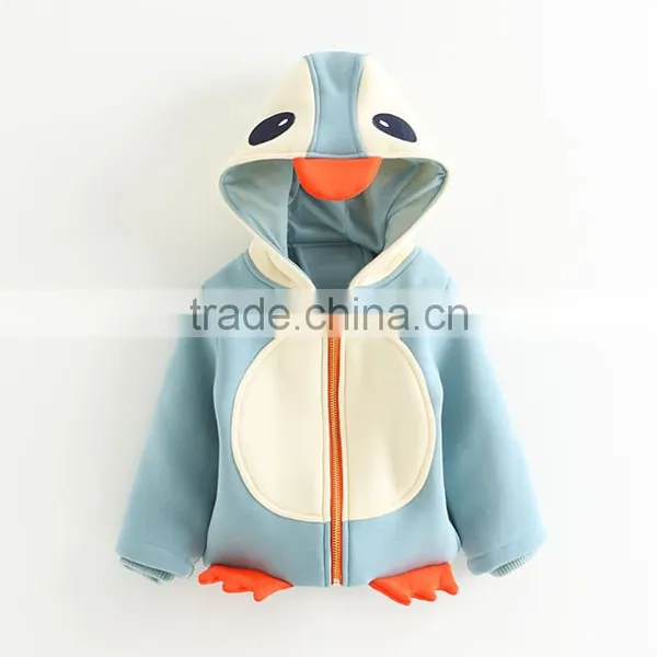 Super Cute Childrens Penguin Pattern Hoodie Biker Jacket photo-3