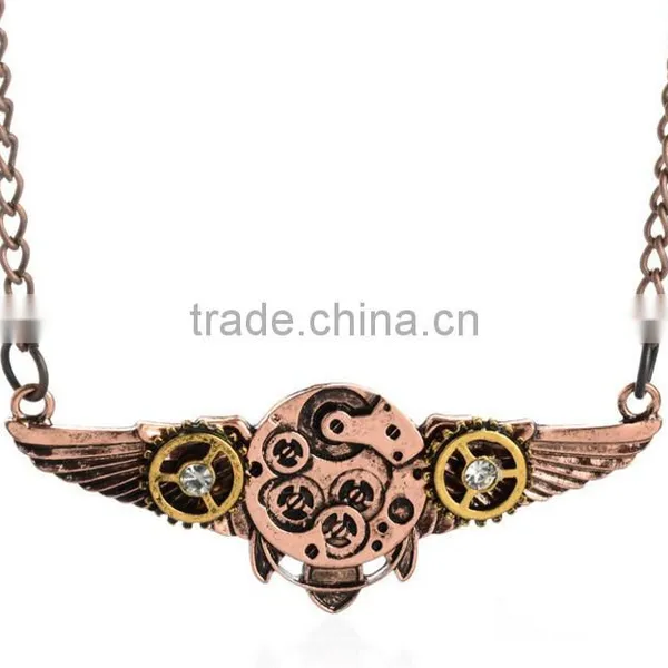 Fashion Punk Vintage Gears Angel Wing Pattern Steam Punk Necklace & Pendant photo-4