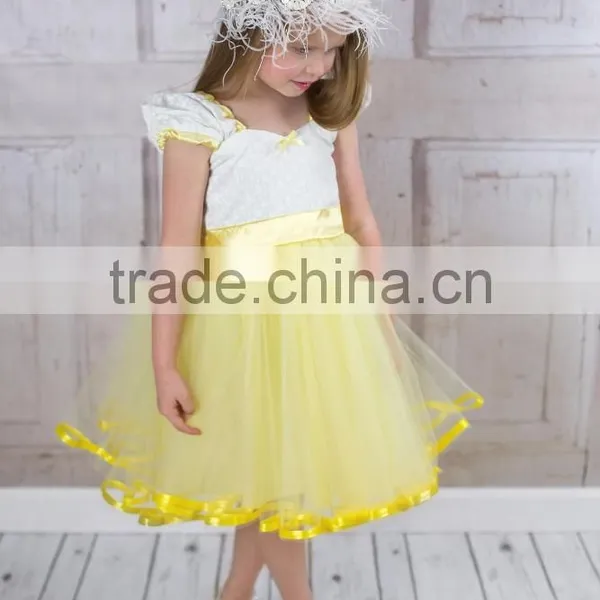Girls Yellow Tutu Princess Lace Vintage Dress photo-5