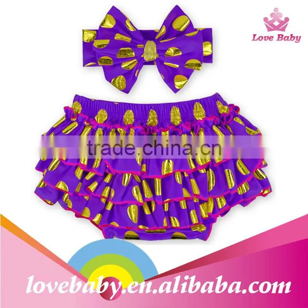 Stylish Baby Shorts Golden Polka Dot Bloomers Infants Pants With Headband photo-6