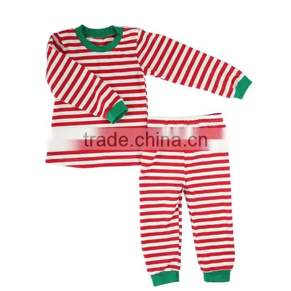 2017 Wholesale Baby Stripe Cotton Knit Soft Sets Kids Christmas Pajamas photo-5