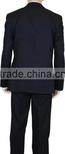 NAAMS MEN'S WOOL 2 BUTTON 2 VENT SLIM FIT SUIT JACKET FLAT FRONT PANT NAVY HERRINGBONE photo-4