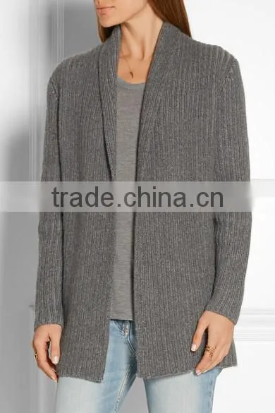 Ladies 2017 New Style Classic Design Ribbed Long Knitted Sweater Cashmere Oversized Cardigan photo-2