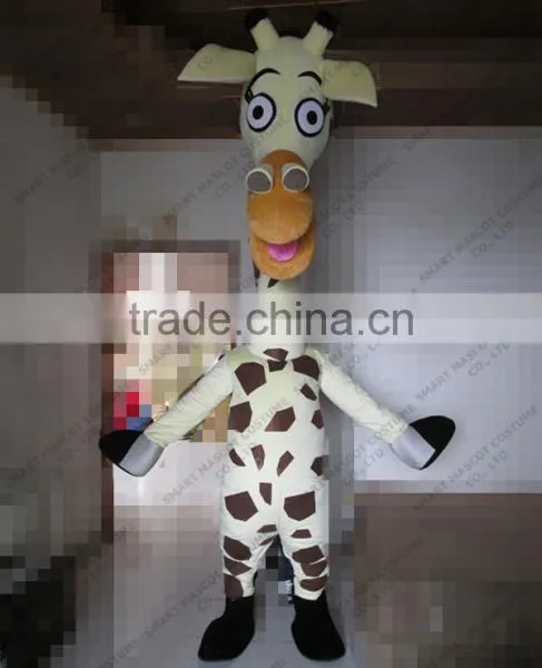 SM428 Life Size Walking Soft Plush Giraffe Mascot With Clear Visual Long Neck Cartoon Melman Giraffe Mascot