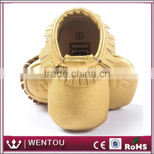 Wholesale Gold Leather Baby Moccasins photo-2