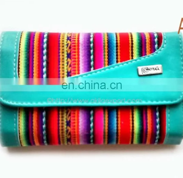 Wallet of Bio Leather and Aguayo Peruvian Blanket for Euros