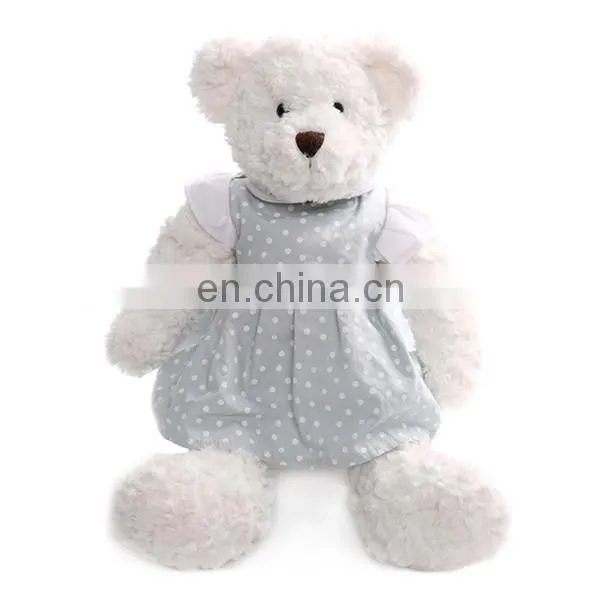 Teddy Bear Wears Pajamas Dotted Cotton Fabric Plush Toy