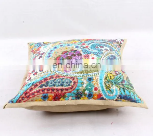 White Floral Indoor & Outdoor-Indian Kantha Cushion Covers Indian Hand-stitched Kantha Pillow Kantha Pillow Covers Art photo-3