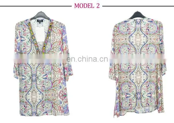 Elegant Women Tile Print Fashion Beaded Neck Tunic Design for Women Over 50 photo-4