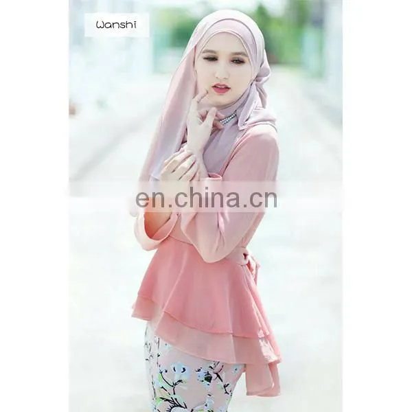 High Quality Women Muslim Dress Fashion Printed Design Elegant Baju Kurung Peplum photo-6