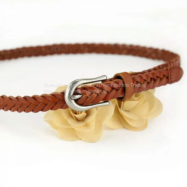 Wholesale Fashion Lady Genuine Cow Leather Material Woven Leather Belt