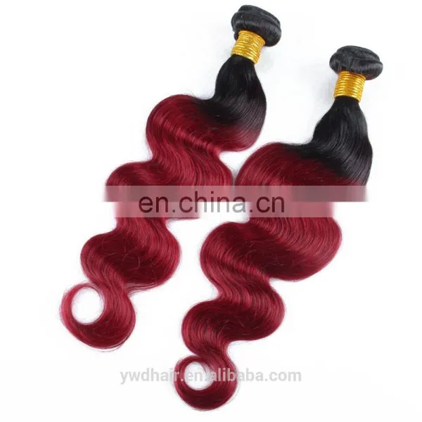 Brazilian Virgin Hair 3/4 Bundles Brazilian Body Wave 1B/Burgundy Ombre Brazilian Hair Weave Bundles Ombre Human Hair Extensions photo-6