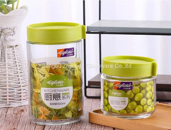 High-capacity Glass Jar Lucid Storage Plastic Lid for Grain Dry Kitchen Glassware photo-2