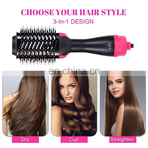 2021 Professional Hair Salon Flat Iron Hot Air Pick Electric Comb One Step Hair Dryer Straightening Curling Straightener photo-5
