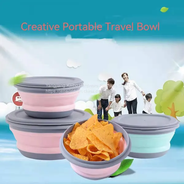 Folding Bowl Travel Portable Picnic Set Silicone Bowl Retractable Lunch Bowl Lunch Box photo-5
