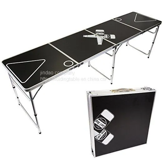 8ft Beer Pong Table Custom Pattern Aluminium Folding Camping Adjustable Picnic Table for Party Game photo-5