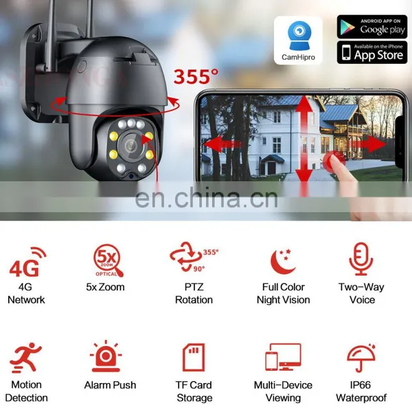 5MP IP Camera 4G SIM CARD 5X Optical Zoom Security Outdoor PTZ HD CCTV Dome Surveillance Cam Motion Tracking CamHipro photo-3