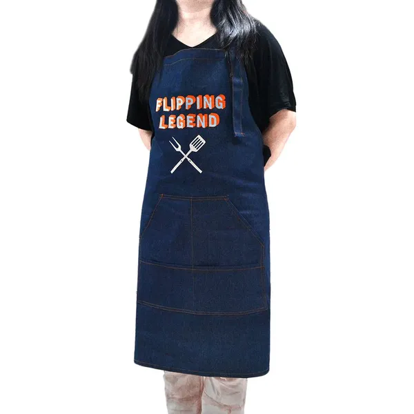 Apron Manufacturer Customized High Quality Heavy Embroidery Logo Canvas Kitchen Apron