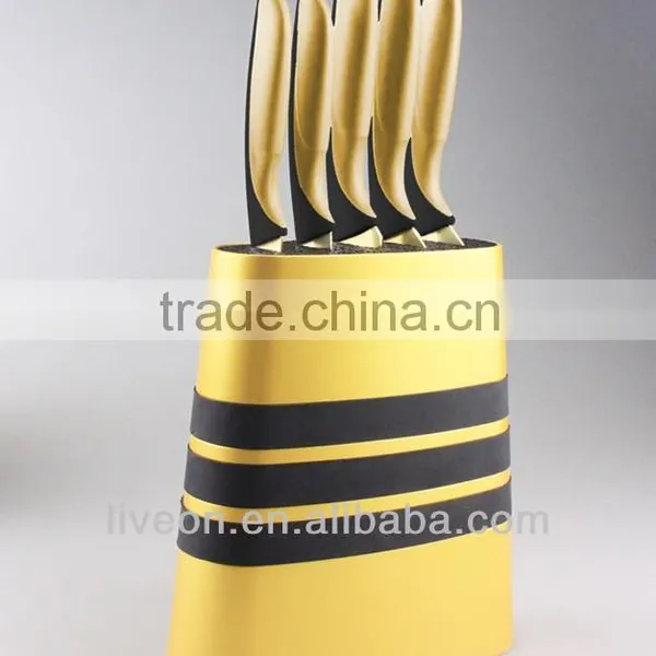 2014 Lifestyle LIVEON 5 Pcs Titanium Knife Set With MDF Block