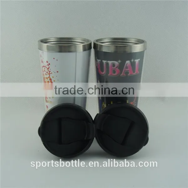 Fashion Design Double Wall Steal Inner PS Outer Travel Mug With Paper Insert photo-3