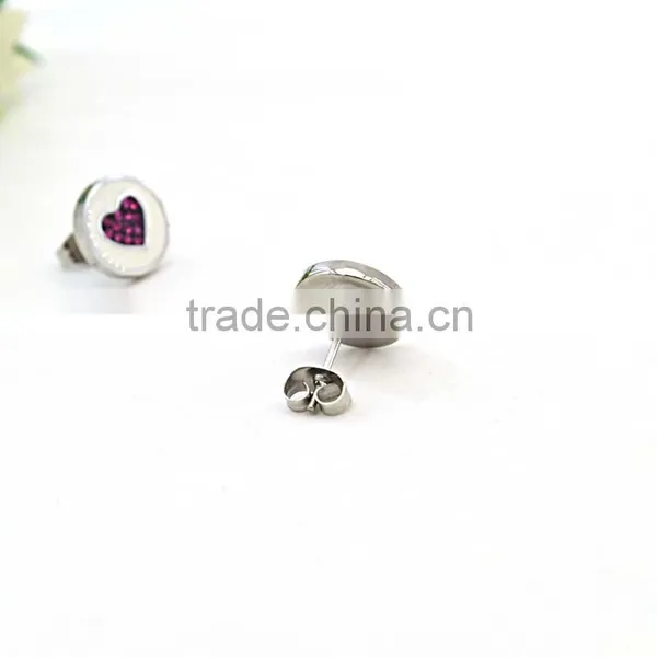 Stainless Steel Girlfriend Heart Pendant Necklace Earring Red Heart Jewelry photo-3