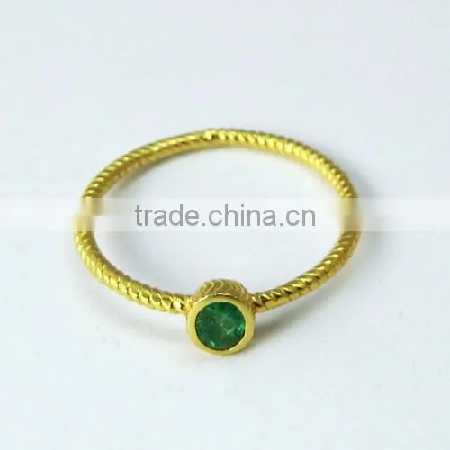 Heavenly !! Oval Shape Emerald Gold Polish 925 Sterling Silver Ring, Online Silver Jewelry, Indian Fashion Silver Jewelry photo-2
