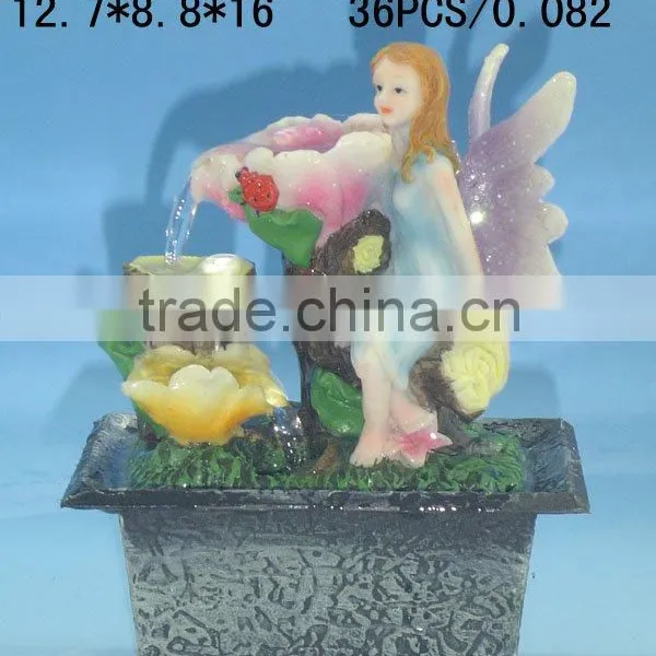 Polyresin Fairy With Battery Operated Fountain