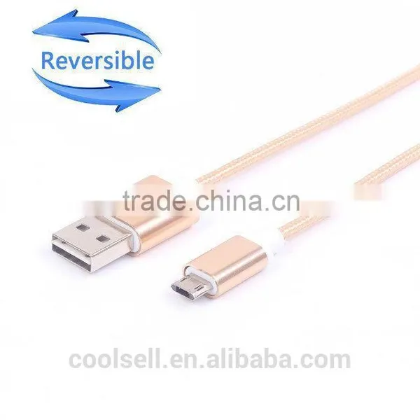 Coolsell Reversible Micro USB Cable For Samsung s6 5pin Metal Cable USB 2.0 Charger Cable photo-4