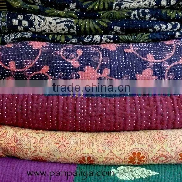 Indian Vintage Kantha Quilts,patchwork and Decorative Quilt,handmade and Embroidered Kantha Quilt