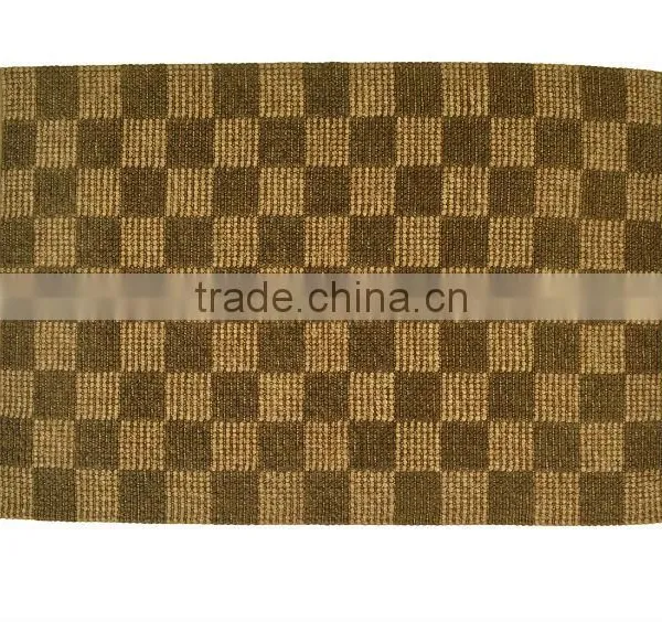 Natural Fibres Jute Hemp Small Check Rug